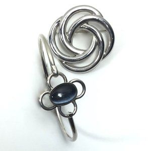 Vintage Taxco 925 Sterling Silver Thin Bangle Bracelet Monet Swirl Pin Lot